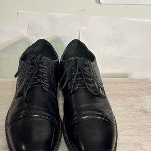 Sleek Black Leather Oxford Shoes with Cap Toe size 43